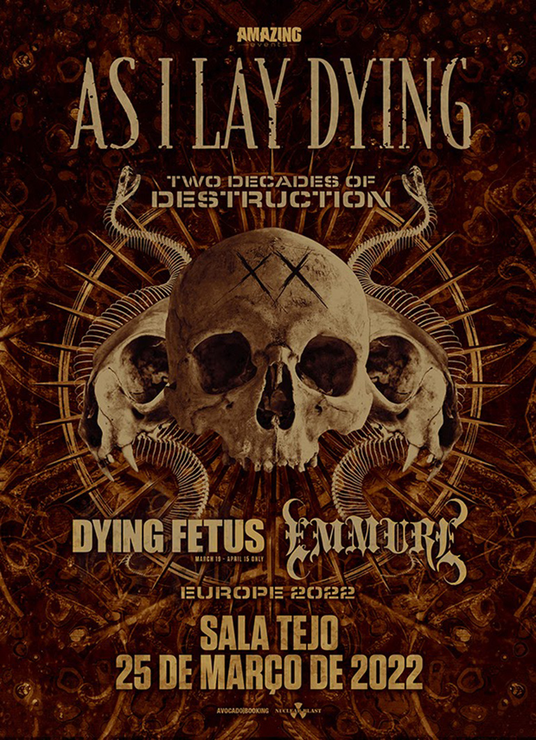 As I Lay Dying chegam a Portugal em março mas não sozinhos. A acompanhar os norte-americanos estarão os históricos Dying Fetus e os Emmure.